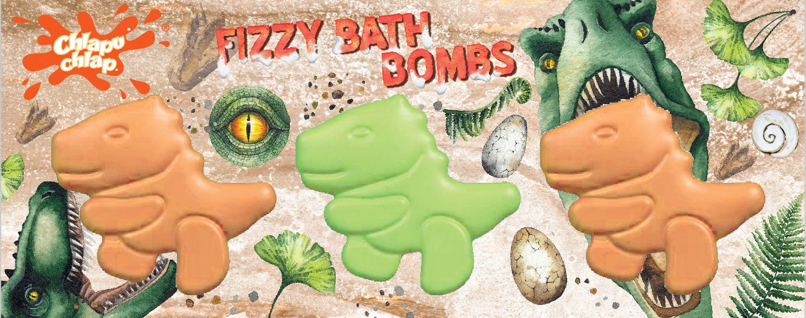 CHLAPU CHLAP Bath fizz ball - dinosaurs 3 x 70 g | Vaistine1.lt