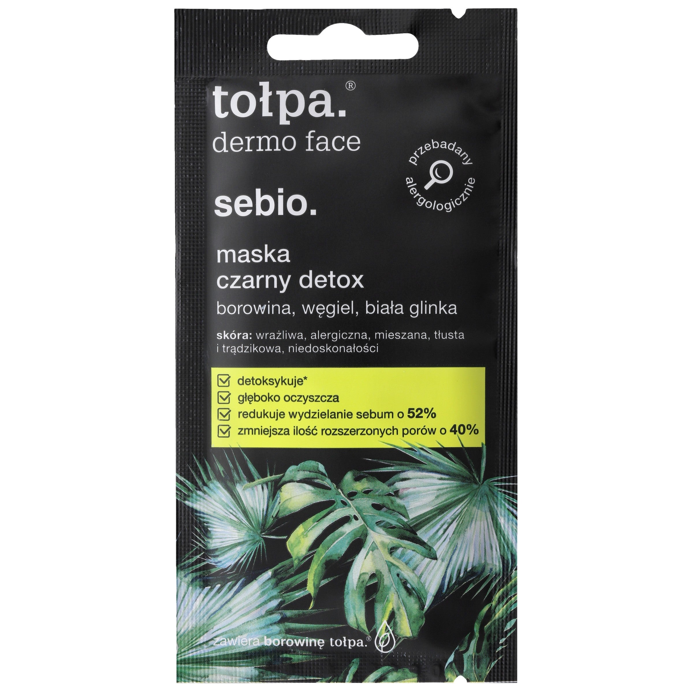 TOŁPA Dermo Face Sebio Face Mask - Black Detox 8 ml (sachet) | Vaistine1.lt