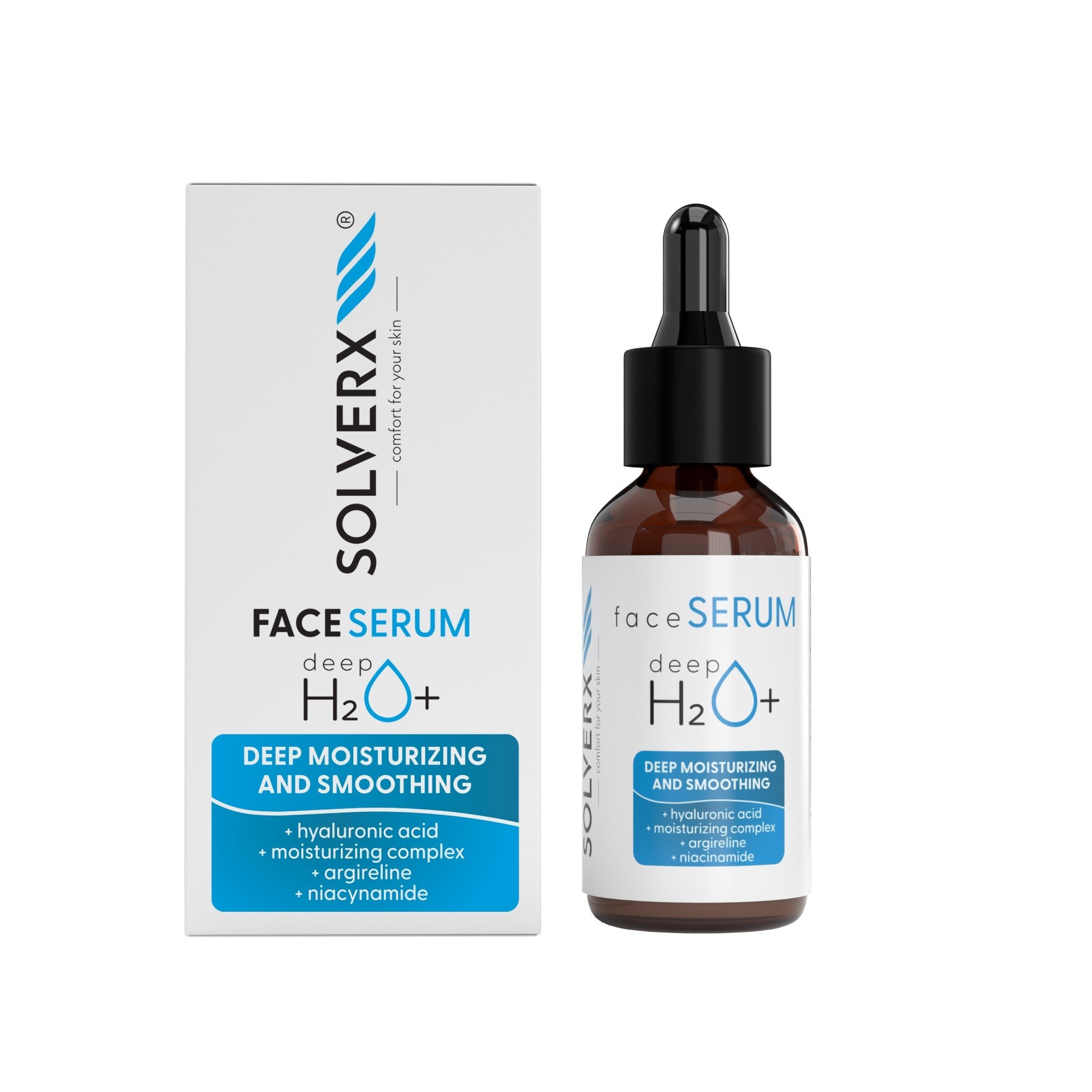 SOLVERX Deep H2O+ Serum for the face deeply moisturizing - dry and dehydrated skin 30 ml | Vaistine1.lt