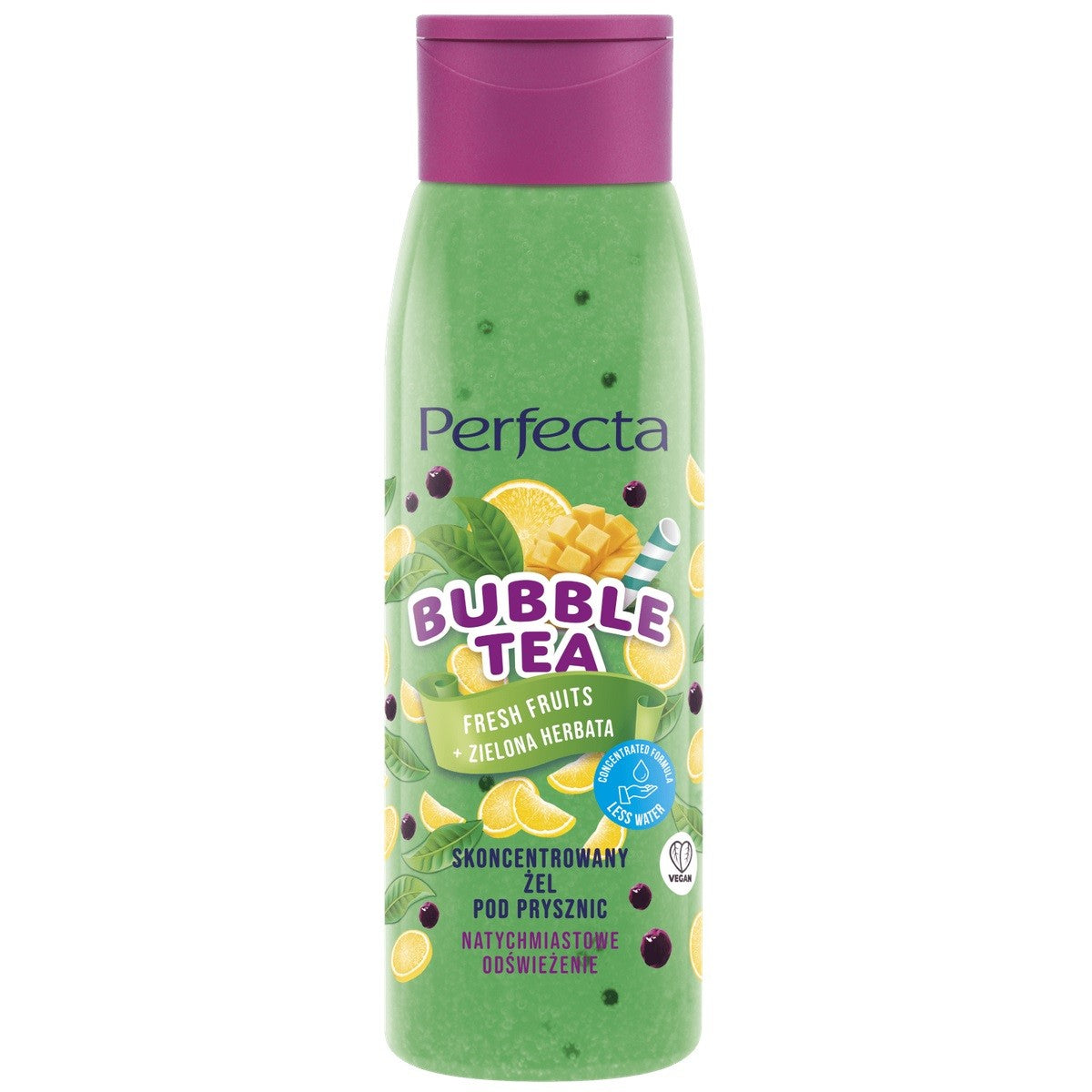 PERFECTA Bubble Tea Concentrated Shower Gel - Fresh Fruits + Green Tea 400 ml | Vaistine1.lt