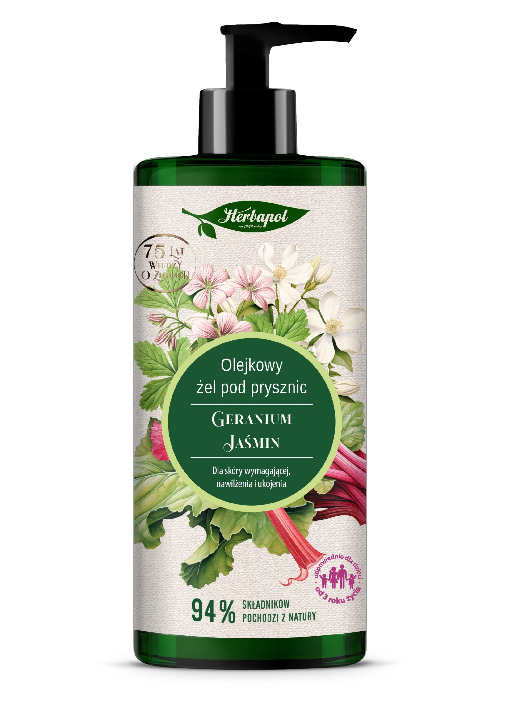 HERBAPOL Oil Shower Gel - Geranium Jasmine 740 ml | Vaistine1.lt