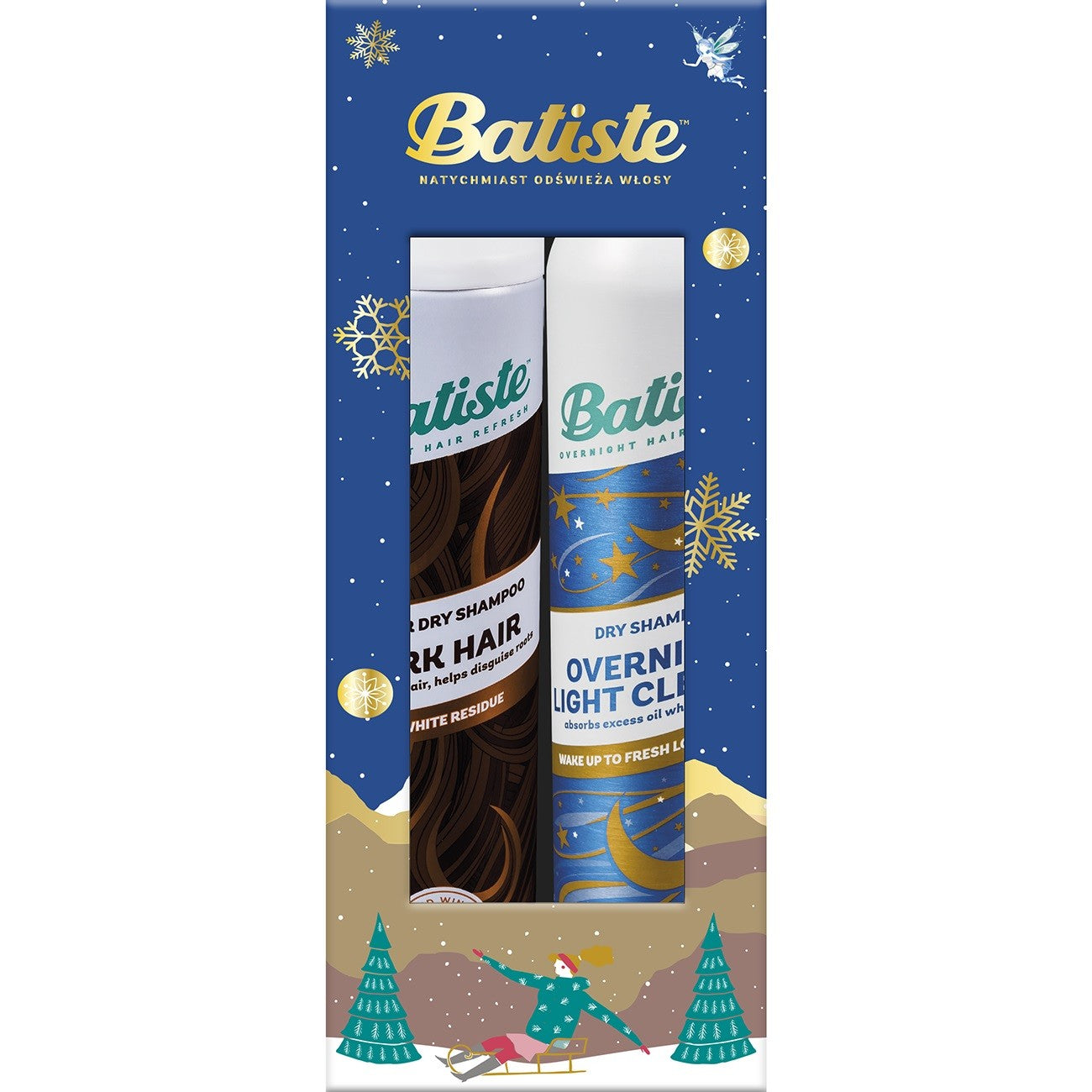 BATISTE Christmas set (dry shampoo Dark Hair 200ml + Overnight Light Cleanse 200ml) | Vaistine1.lt