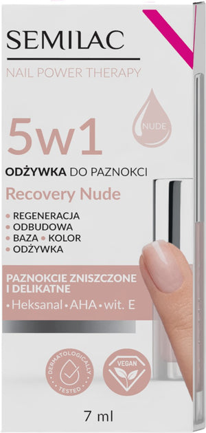 SEMILAC Nail Strengthener Nail Power Therapy 5in1 Recovery Nude 7 ml | Vaistine1.lt