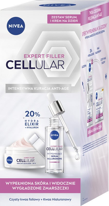 NIVEA CELLULAR Expert Filler Gift Set Day Cream + Hyaluronic Serum  - Vaistine1.lt | WestPharmacy.eu