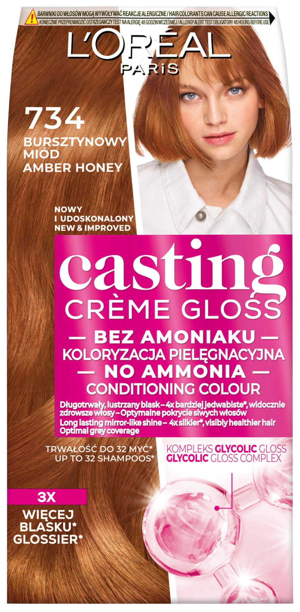 LOREAL Casting Creme Gloss Cream Colour No. 734 Amber Honey  - Vaistine1.lt | WestPharmacy.eu