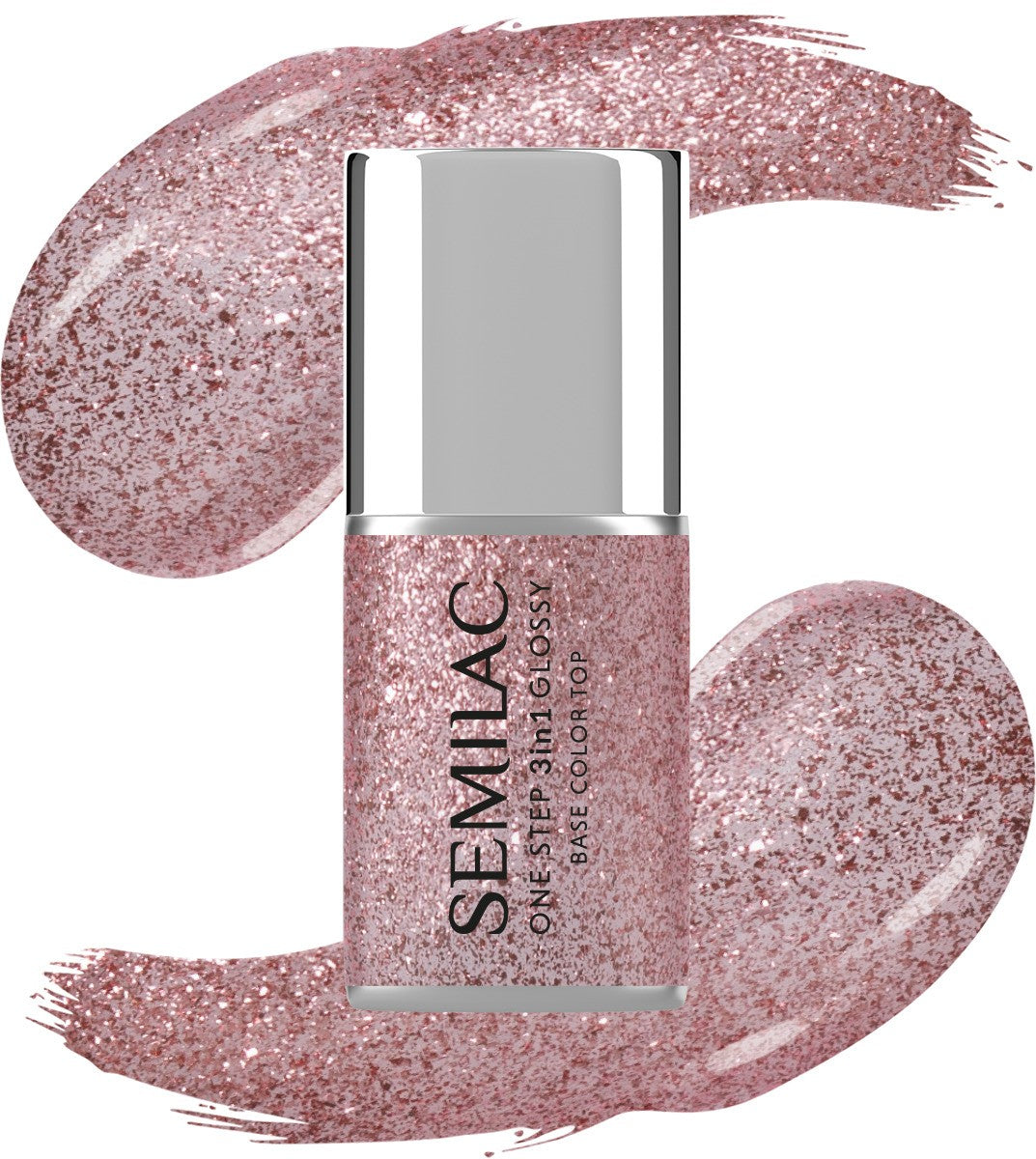 SEMILAC One Step Glossy 3in1 Nail Hybrid Varnish S250 Glitter Pink 7 ml  - Vaistine1.lt | WestPharmacy.eu