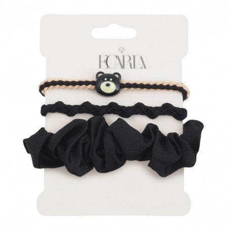 ECARLA Hair elastics - MIS plaited satin badge set 3-in-1 Black GUM173CZ  - Vaistine1.lt | WestPharmacy.eu