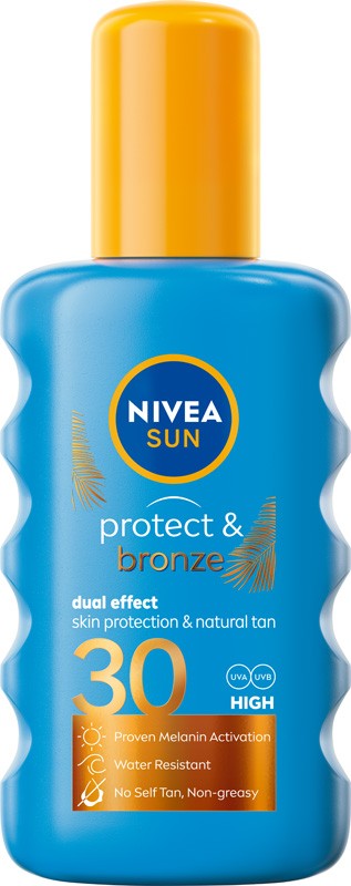 NIVEA SUN Protect Bronze Natural tan activating spray tan lotion SPF30 200 ml  - Vaistine1.lt | WestPharmacy.eu