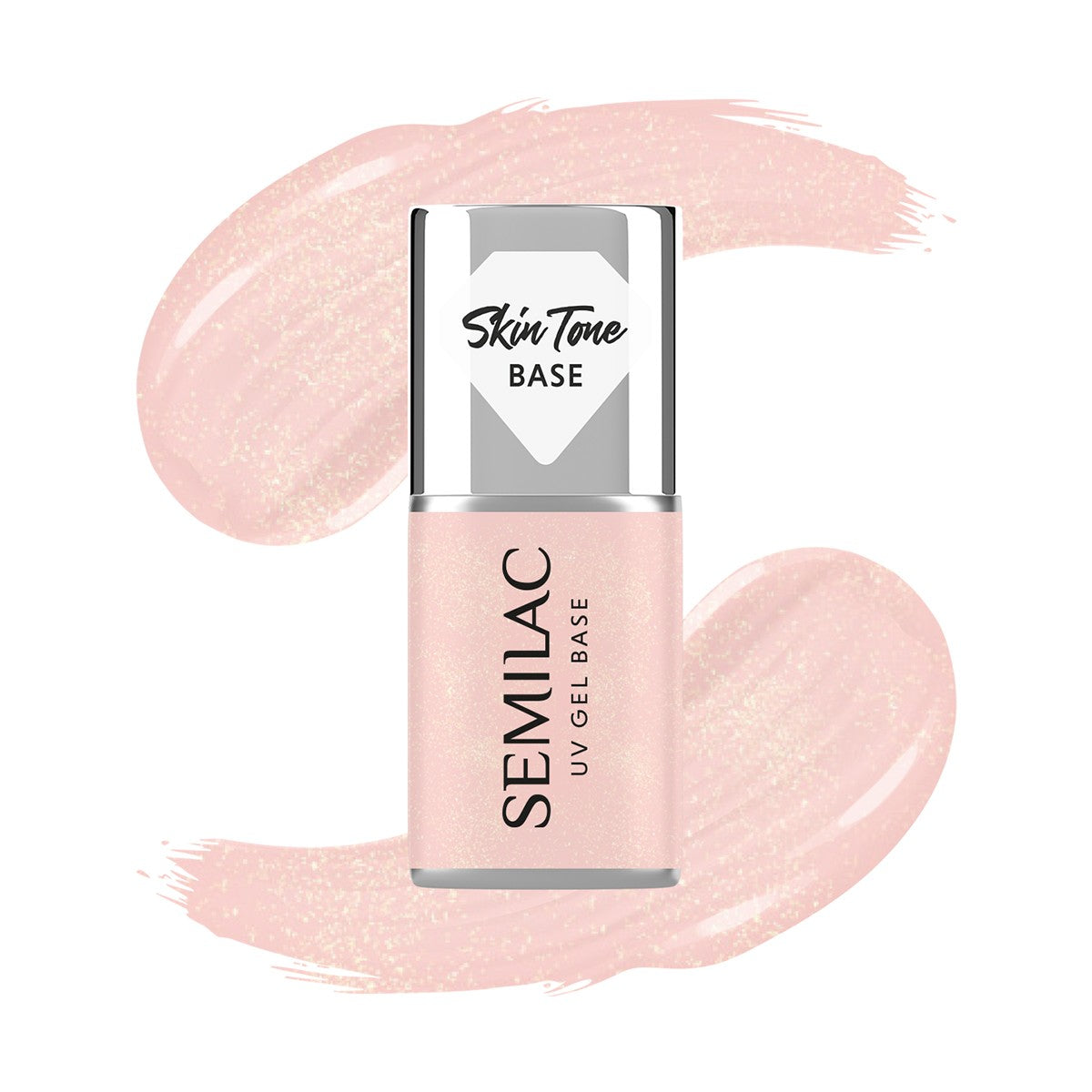 SEMILAC Skin Tone cover base for hybrid varnishes semi-transparent Glitter Peach 7 ml  - Vaistine1.lt | WestPharmacy.eu