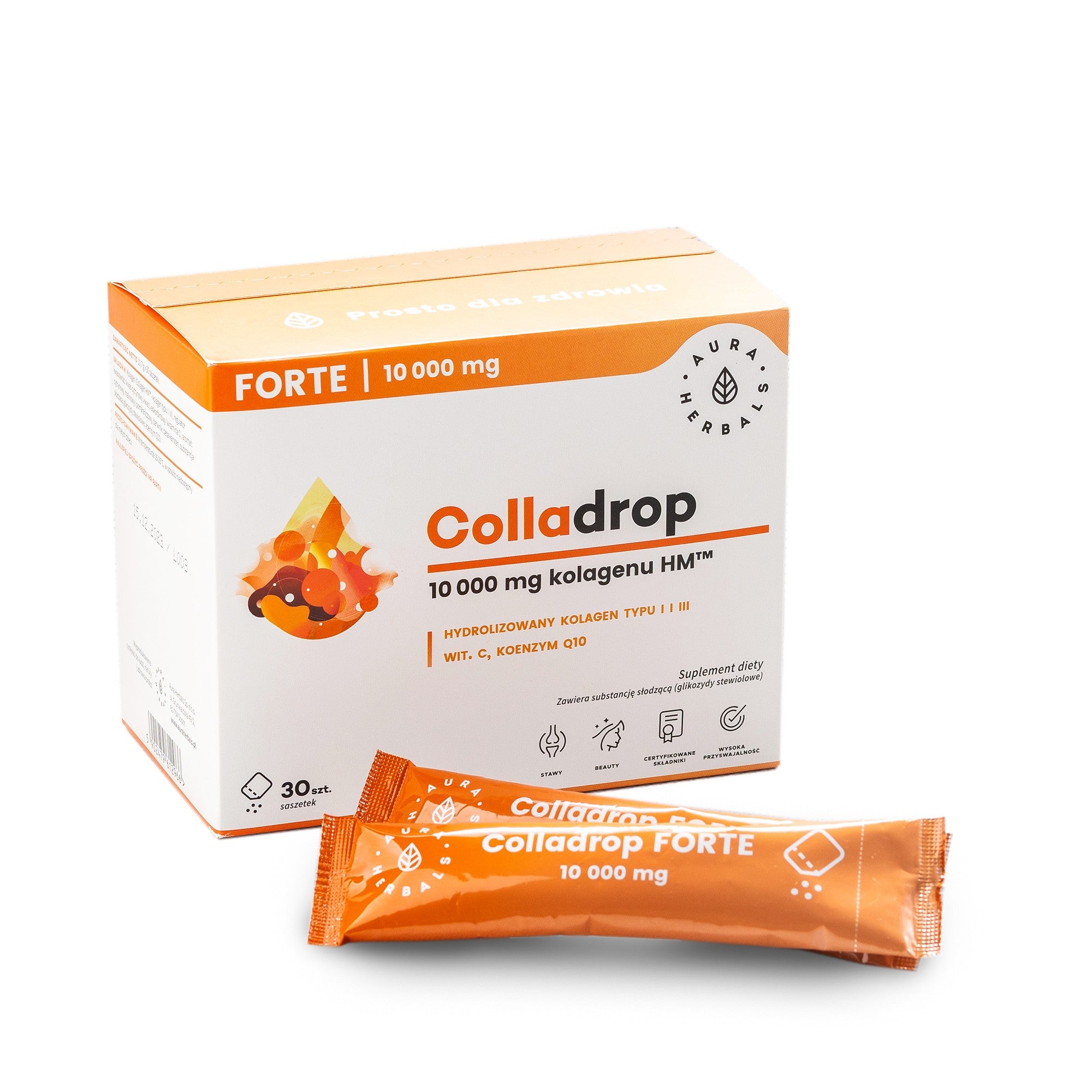 AURA HERBALS Colladrop Forte Marine Collagen 10000 mg - 30 sachets.  - Vaistine1.lt | WestPharmacy.eu