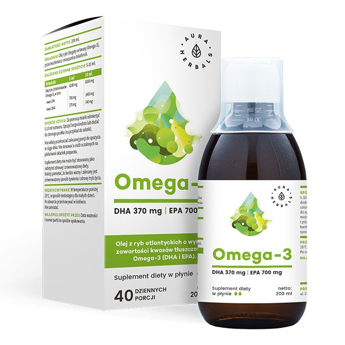 AURA HERBALS Omega-3 DHA+ EPA liquid 200 ml  - Vaistine1.lt | WestPharmacy.eu