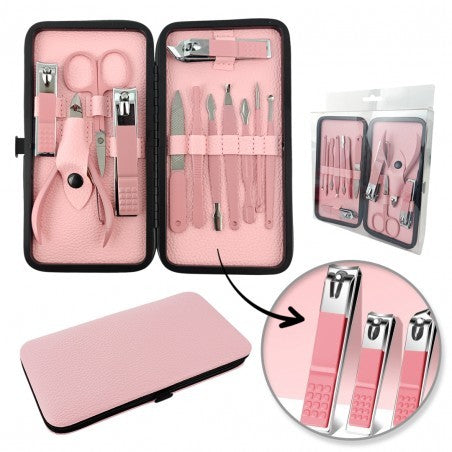 ECARLA Manicure, pedicure accessories set - pink 12in1 AK20  - Vaistine1.lt | WestPharmacy.eu