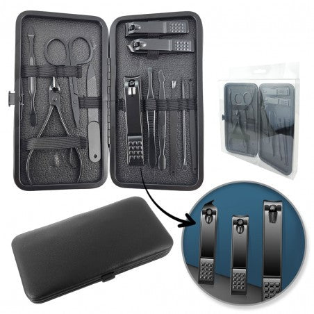 ECARLA Manicure, pedicure accessories set in case - black 12in1 AK21  - Vaistine1.lt | WestPharmacy.eu
