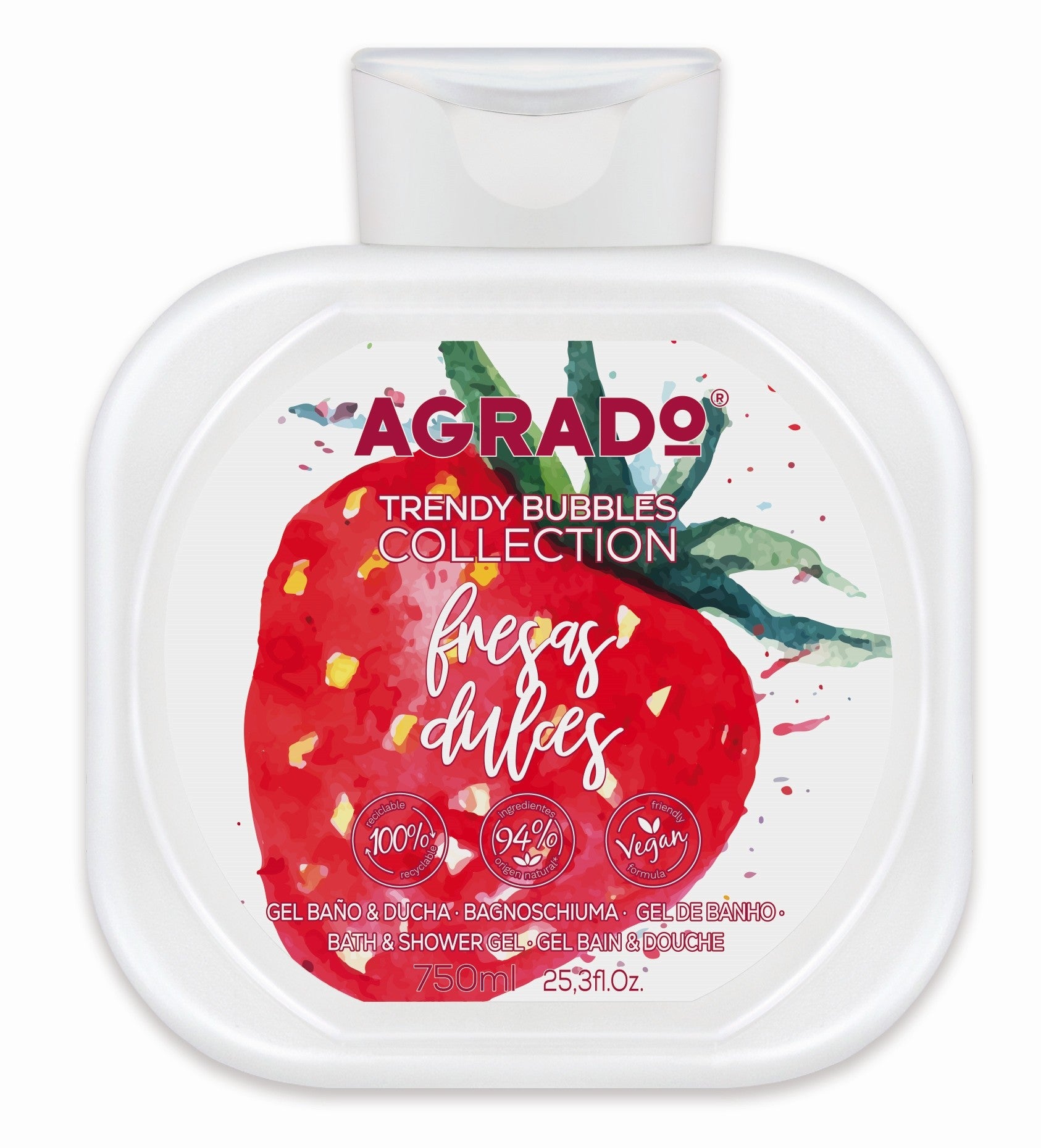 AGRADO Shower and bath gel Sweet strawberry 750 ml  - Vaistine1.lt | WestPharmacy.eu