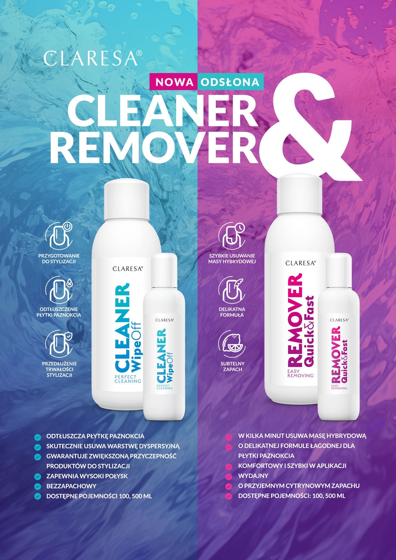 CLARESA Cleaner wipe off Nail degreaser 100 ml  - Vaistine1.lt | WestPharmacy.eu