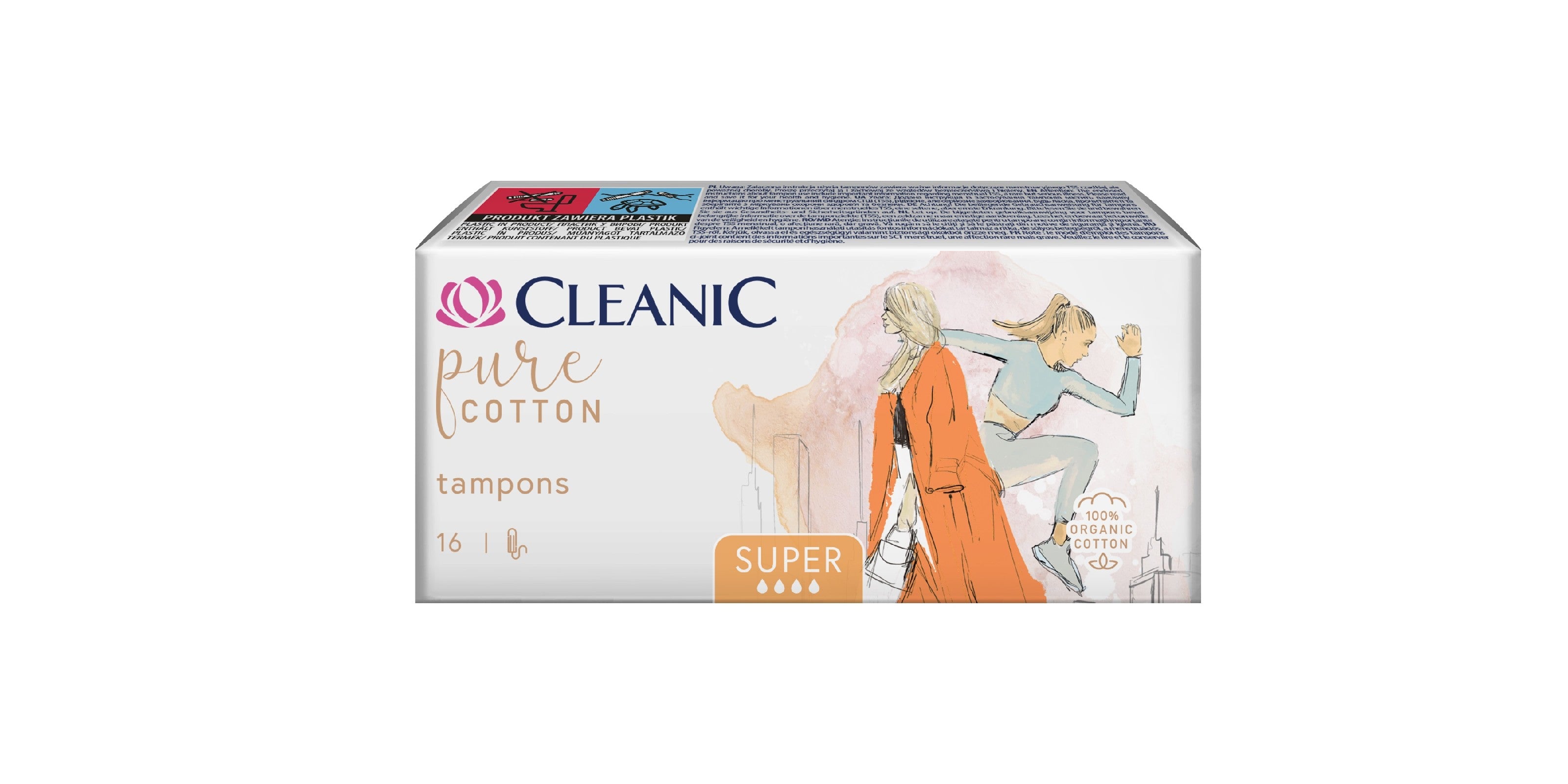 CLEANIC Pure Cotton Tampons Super made from organic cotton - 16 pieces | Vaistine1.lt | WestPharmacy.eu