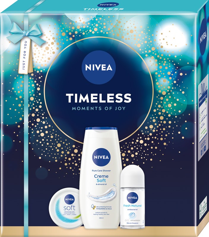 NIVEA Timeless Gift Set for Women (50 ml roll-on antiperspirant + 100 ml moisturizing cream + 250 ml shower gel) | Vaistine1.lt | WestPharmacy.eu
