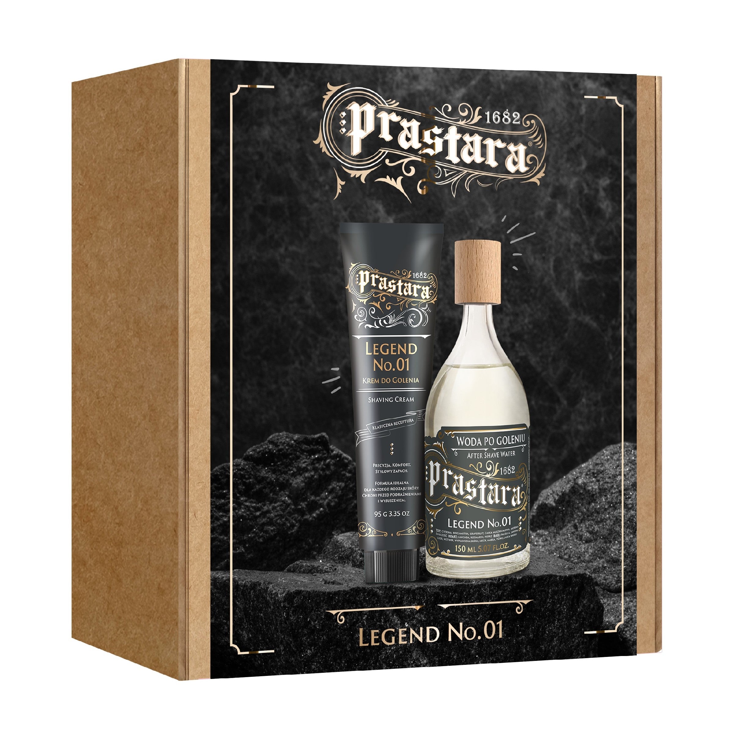 PRASTARA Legend No.01 Men's Gift Set (150 ml aftershave + 90 g shaving cream) | Vaistine1.lt | WestPharmacy.eu