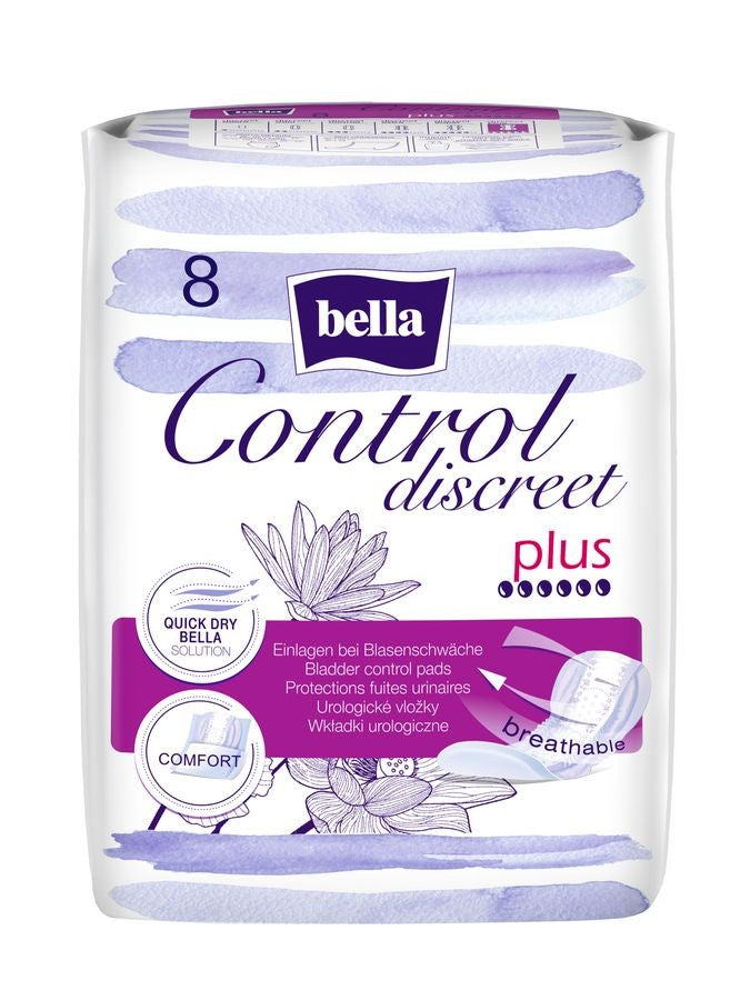 BELLA Control Discreet Plus Urological pads 1 pack - 8 pcs. | Vaistine1.lt | WestPharmacy.eu