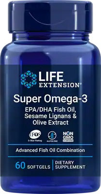 Super Omega-3 EPA/DHA with Sesame Lignans & Olive Extract - 60 softgels - Life Extension