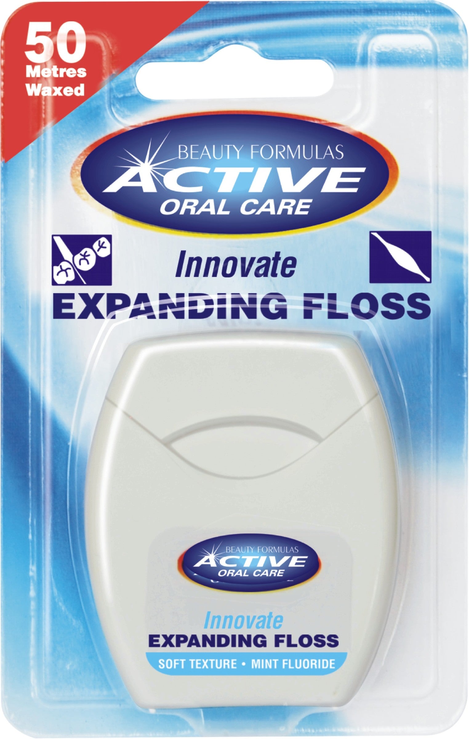 Beauty Formulas Active Oral Care Expanding Mint Dental Floss with Fluoride | Vaistine1.lt