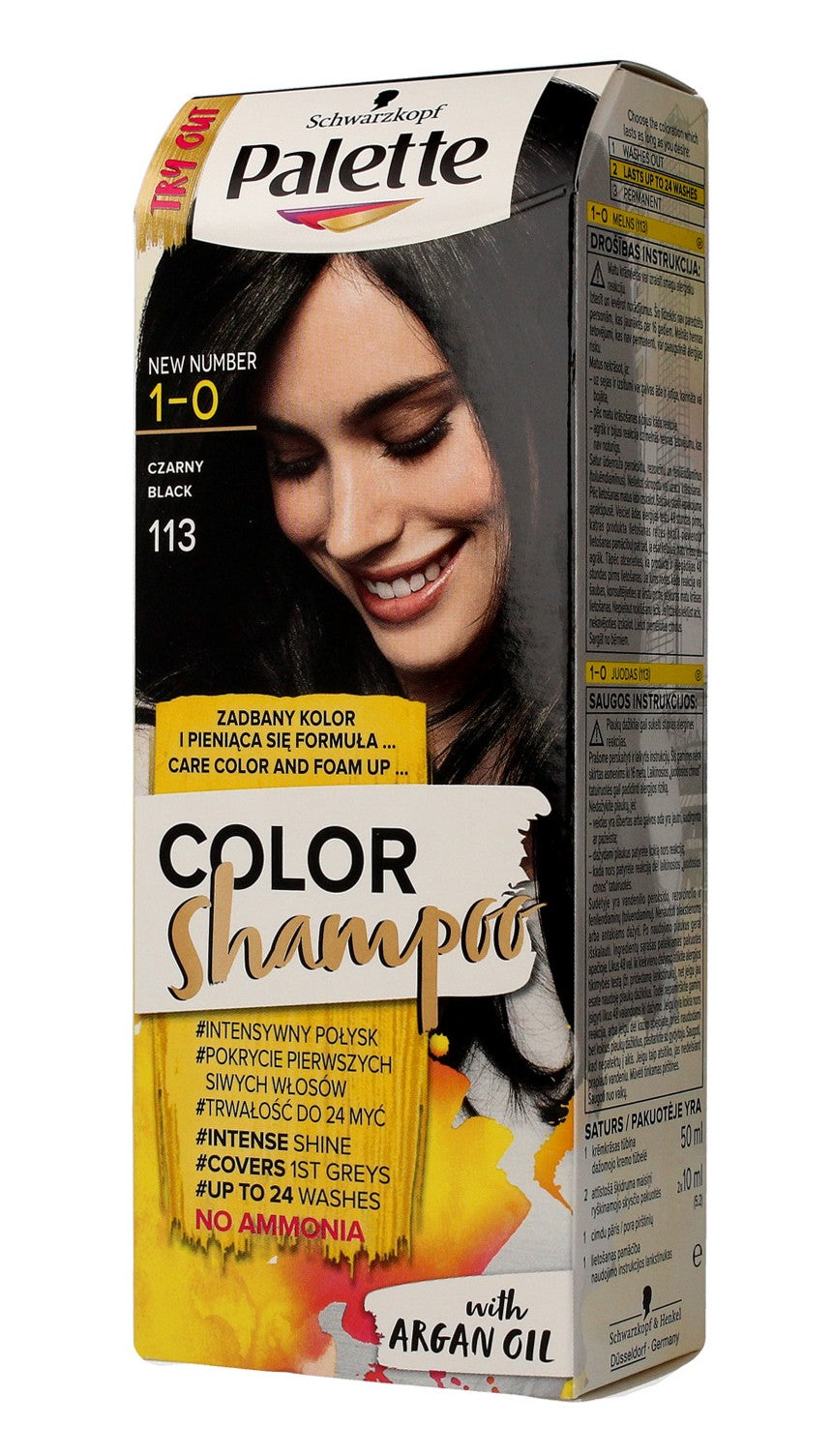 Palette Color Shampoo Coloring Shampoo No. 1-0 (113) Black 1pc. | Vaistine1.lt