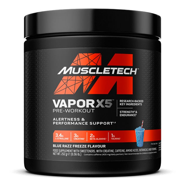 Vapor X5 Pre-Workout, Blue Razz Freeze - 252g - MuscleTech