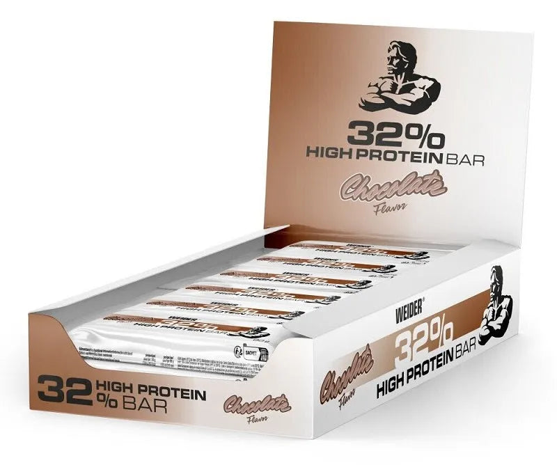 32% High Protein Bar Chocolate - 12 x 60g - Weider - Maistas