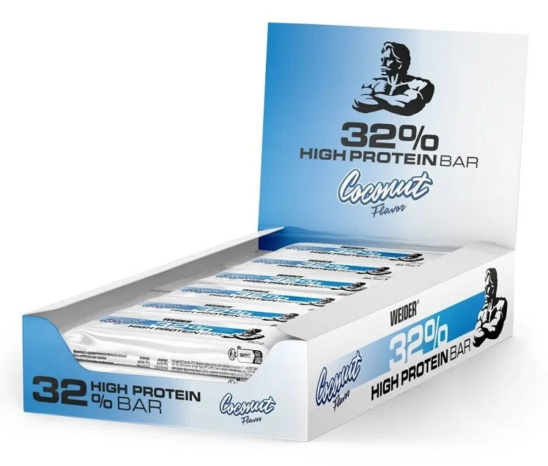 32% High Protein Bar Coconut - 12 x 60g - Weider - Maistas