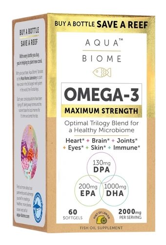 Aqua Biome Omega-3 Maximum Strength, 2000mg (Lemon) - 60 softgels - Enzymedica