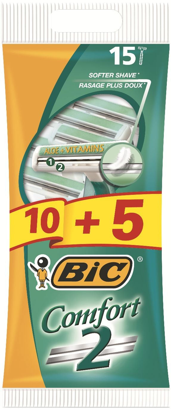 Bic Comfort 2 Shaver Pouch 10+5pcs | Vaistine1.lt