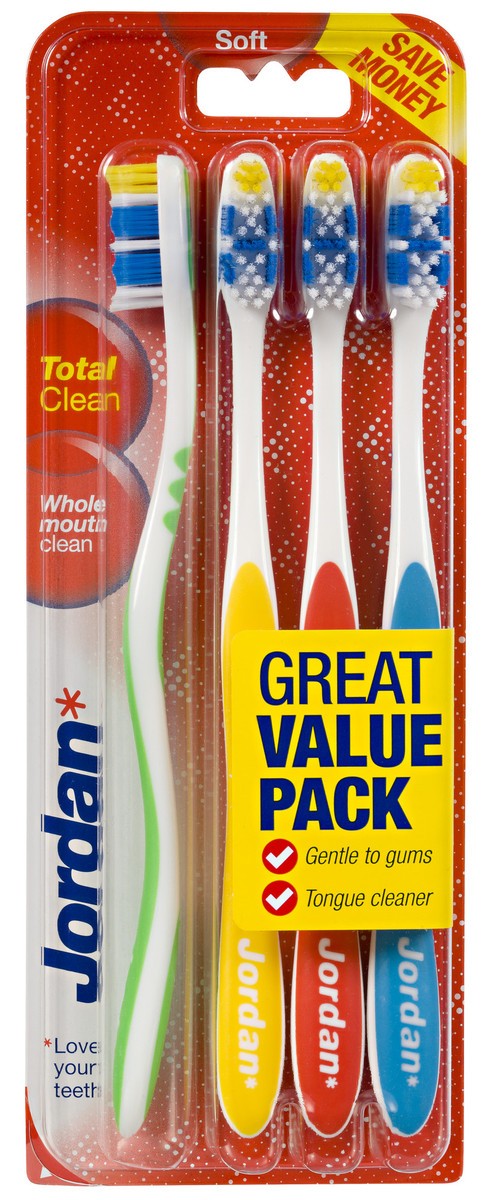 Jordan Total Clean Soft Toothbrush 1 pack - 4 pcs | Vaistine1.lt