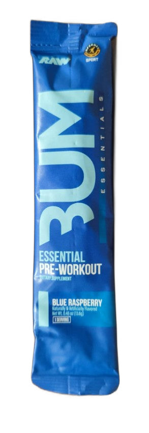 CBUM Essential Pre-Workout, Blue Raspberry - 13.6g (1 serving) - Raw Nutrition