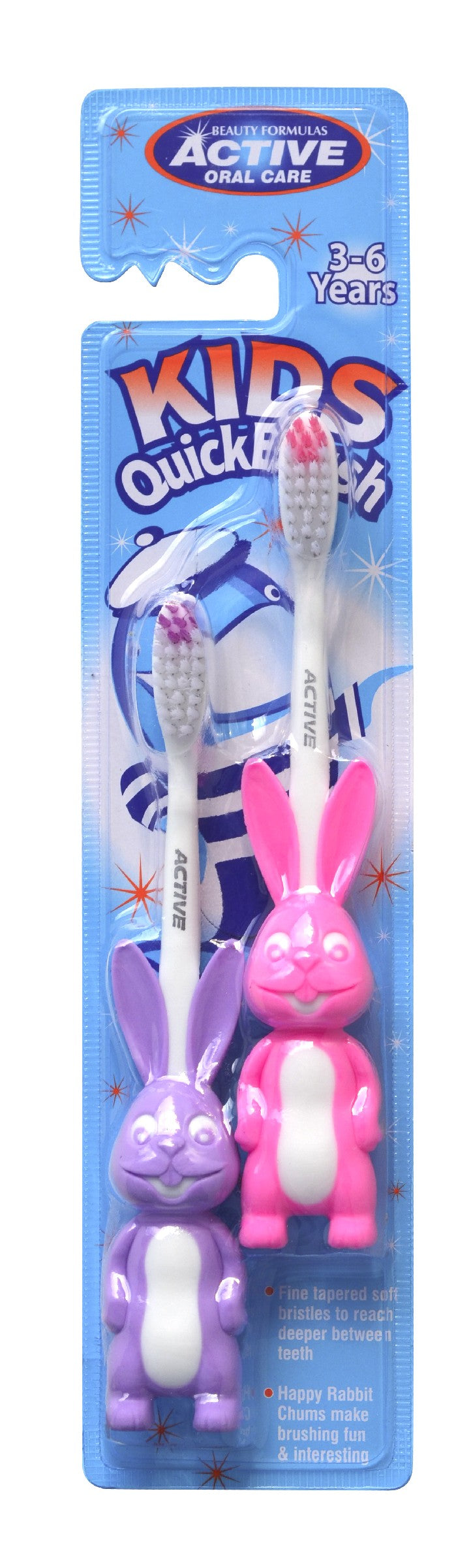 Beauty Formulas Active Oral Care Kids Toothbrush Rabbits (3-6 years) 1 pack - 2 pieces | Vaistine1.lt