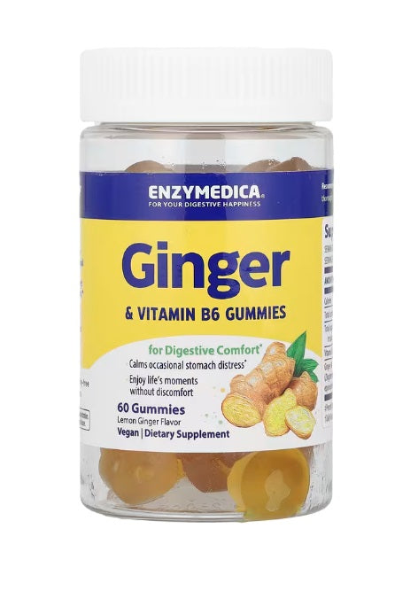 Ginger & Vitamin B6 Gummies, Lemon Ginger - 60 gummies - Enzymedica | Vaistine1.lt | WestPharmacy.eu