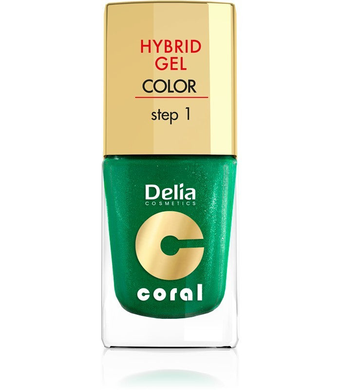 Delia Cosmetics Coral Hybrid Gel Nail Polish No. 10 Metallic Green 11ml | Vaistine1.lt