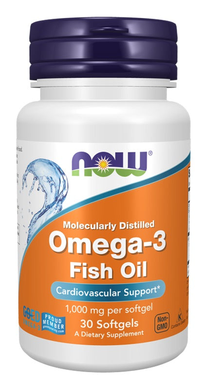 Omega-3 Fish Oil, Molecularly Distilled - 30 softgels - NOW Foods | Vaistine1.lt | WestPharmacy.eu