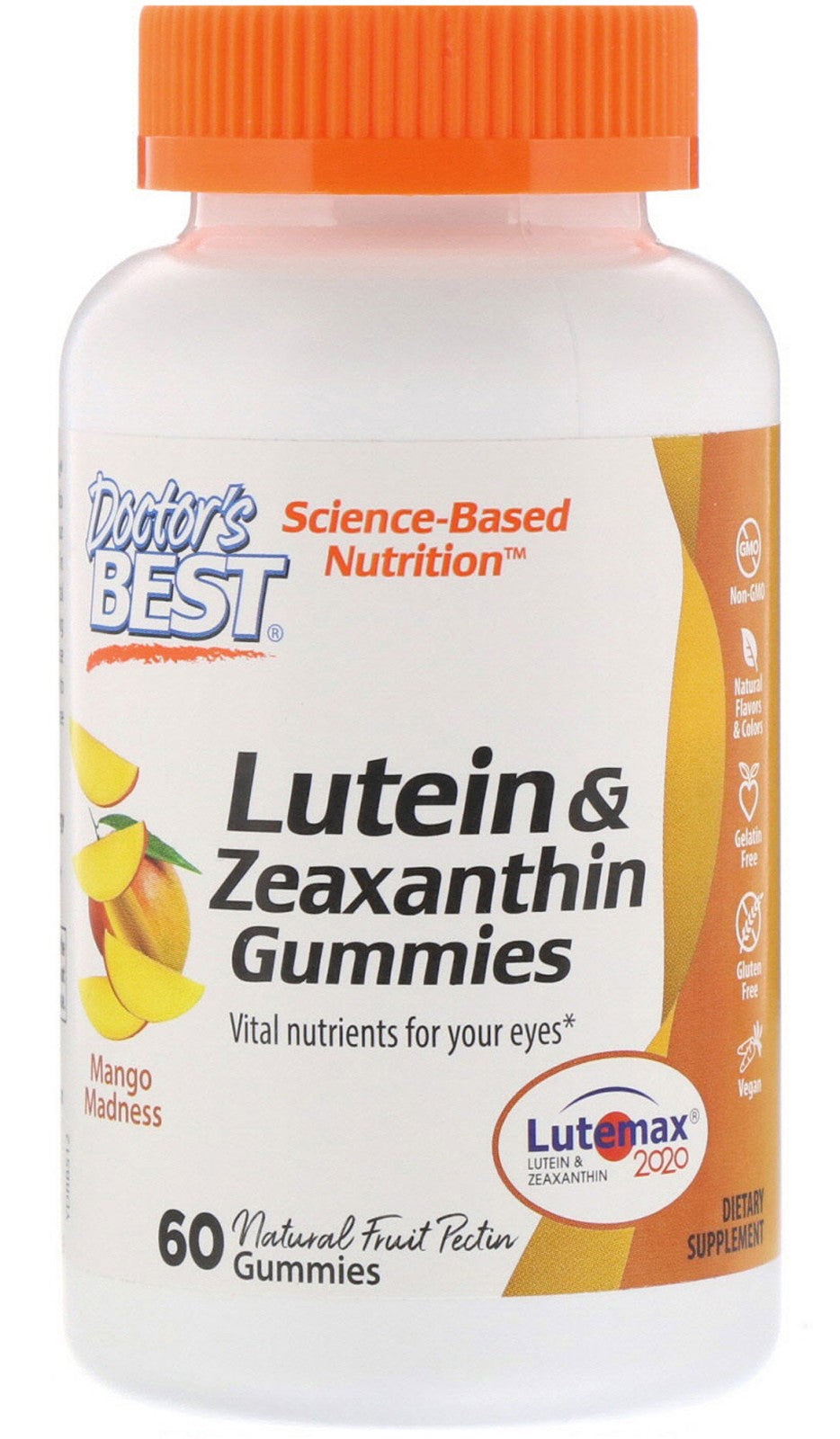 Lutein & Zeaxanthin, Mango Madness - 60 gummies - Doctor's Best | Vaistine1.lt | WestPharmacy.eu
