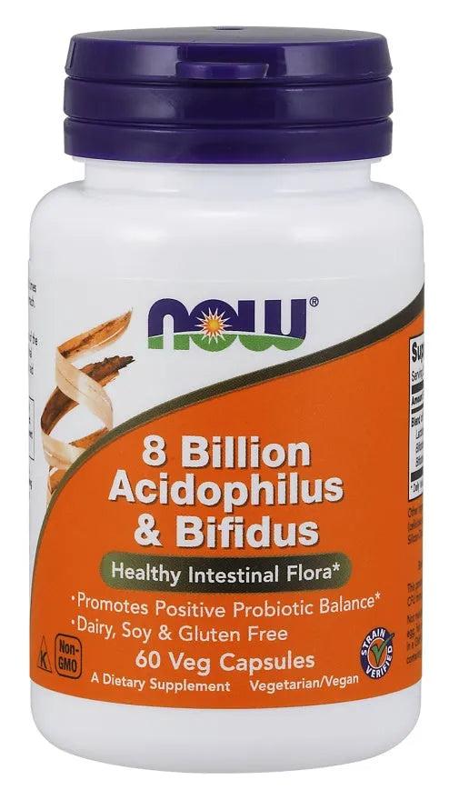 8 Billion Acidophilus & Bifidus - 60 vcaps - NOW Foods - Papildai