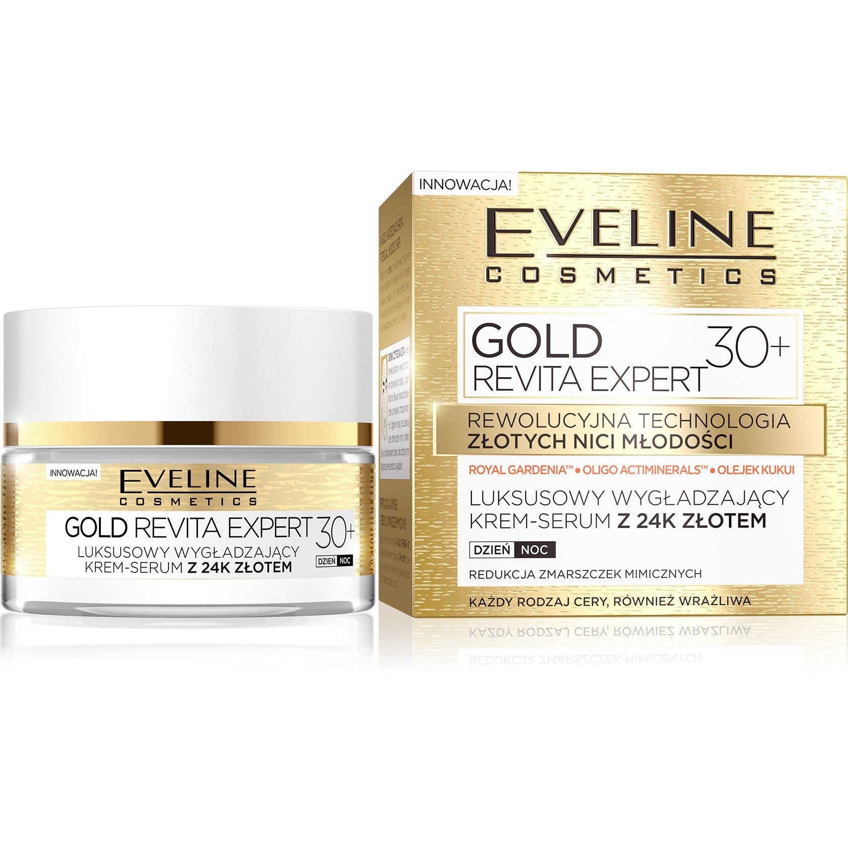 Eveline Gold Revita Expert 30+ Smoothing cream-serum for day and night 50ml | Vaistine1.lt