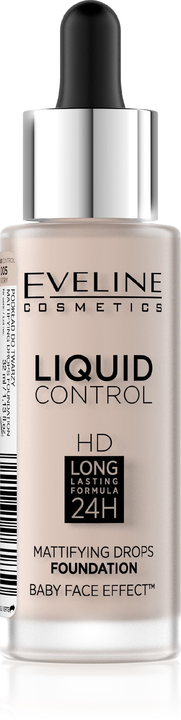 Eveline Liquid Control HD Foundation with dropper no. 005 Ivory 32ml | Vaistine1.lt