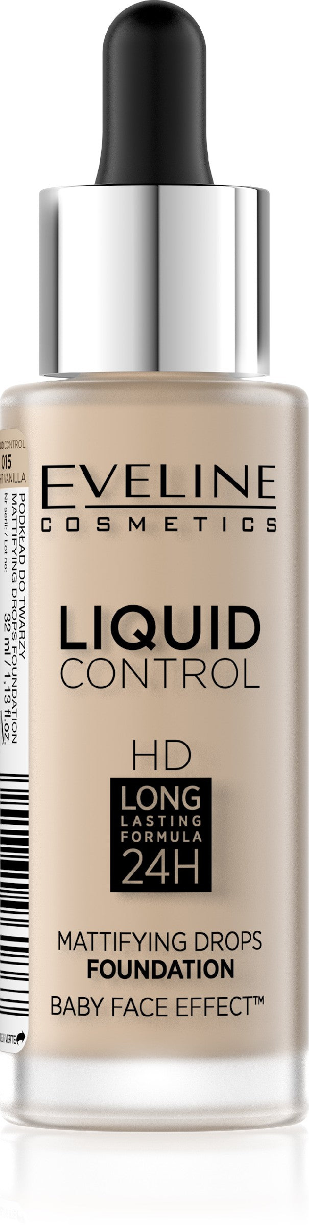 Eveline Liquid Control HD Foundation with dropper no. 015 Light Vanilla 32ml | Vaistine1.lt