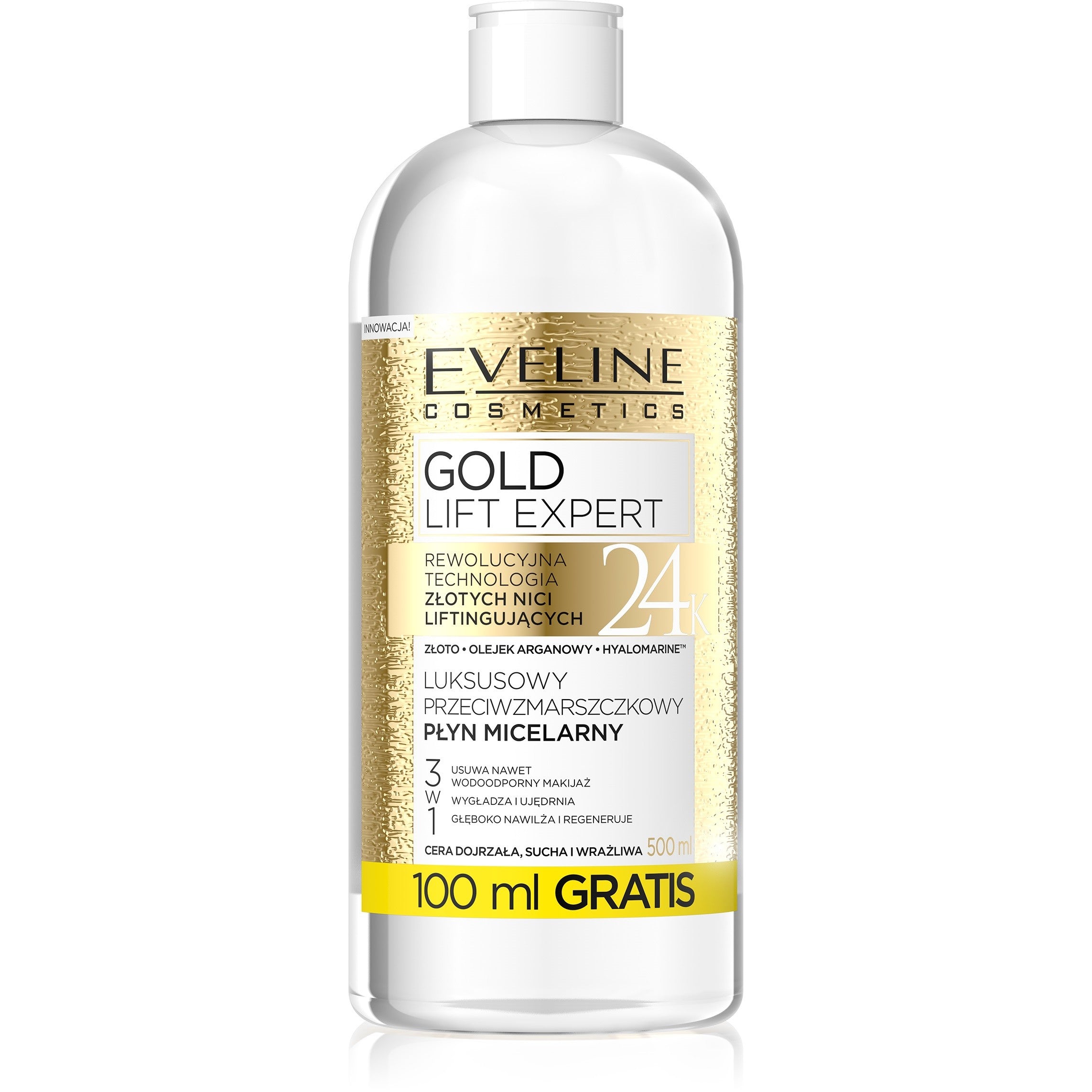 Eveline Gold Lift Expert Luxury Anti-Wrinkle Micellar Liquid 3in1 500ml | Vaistine1.lt