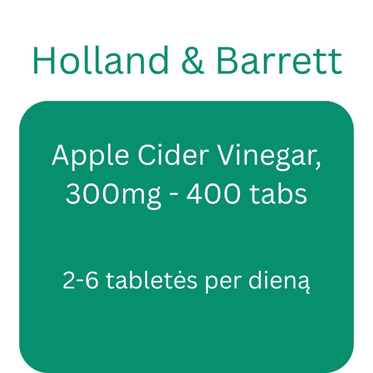 Apple Cider Vinegar, 300mg - 400 tabs - Holland & Barrett