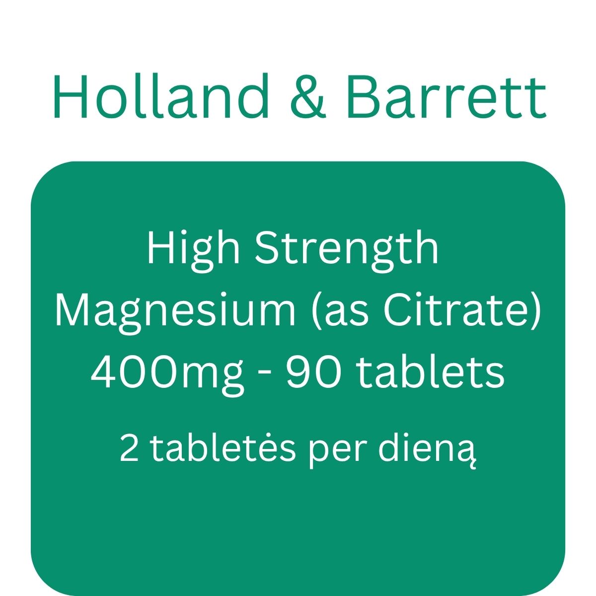 High Strength Magnesium (as Citrate), 400mg - 90 tablets - Holland & Barrett
