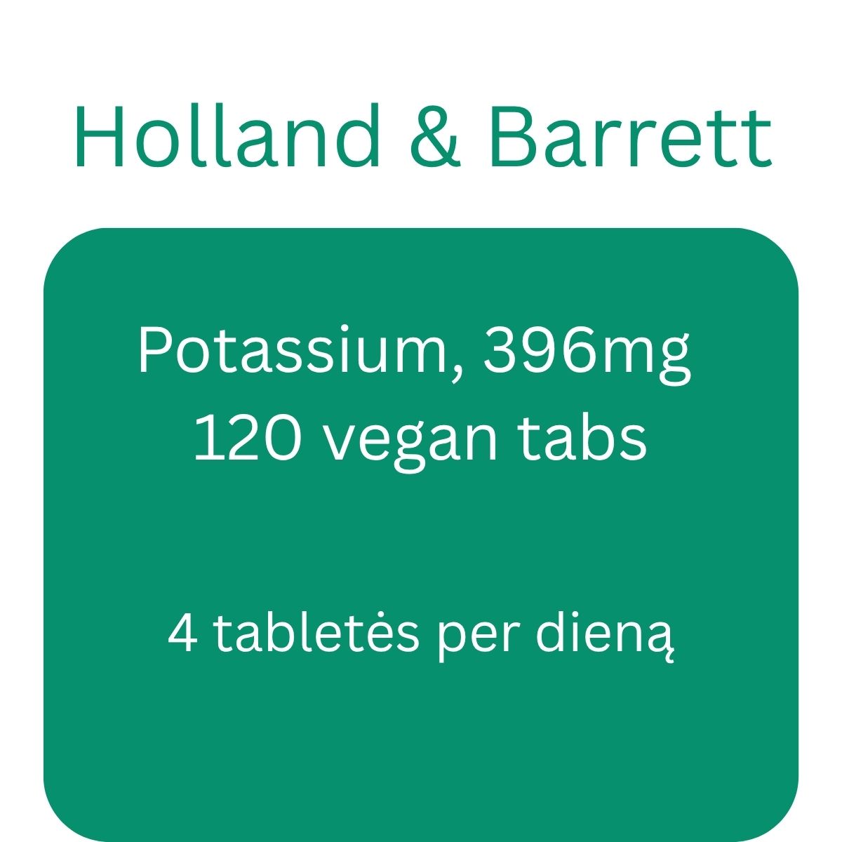 Potassium, 396mg - 120 vegan tabs - Holland & Barrett