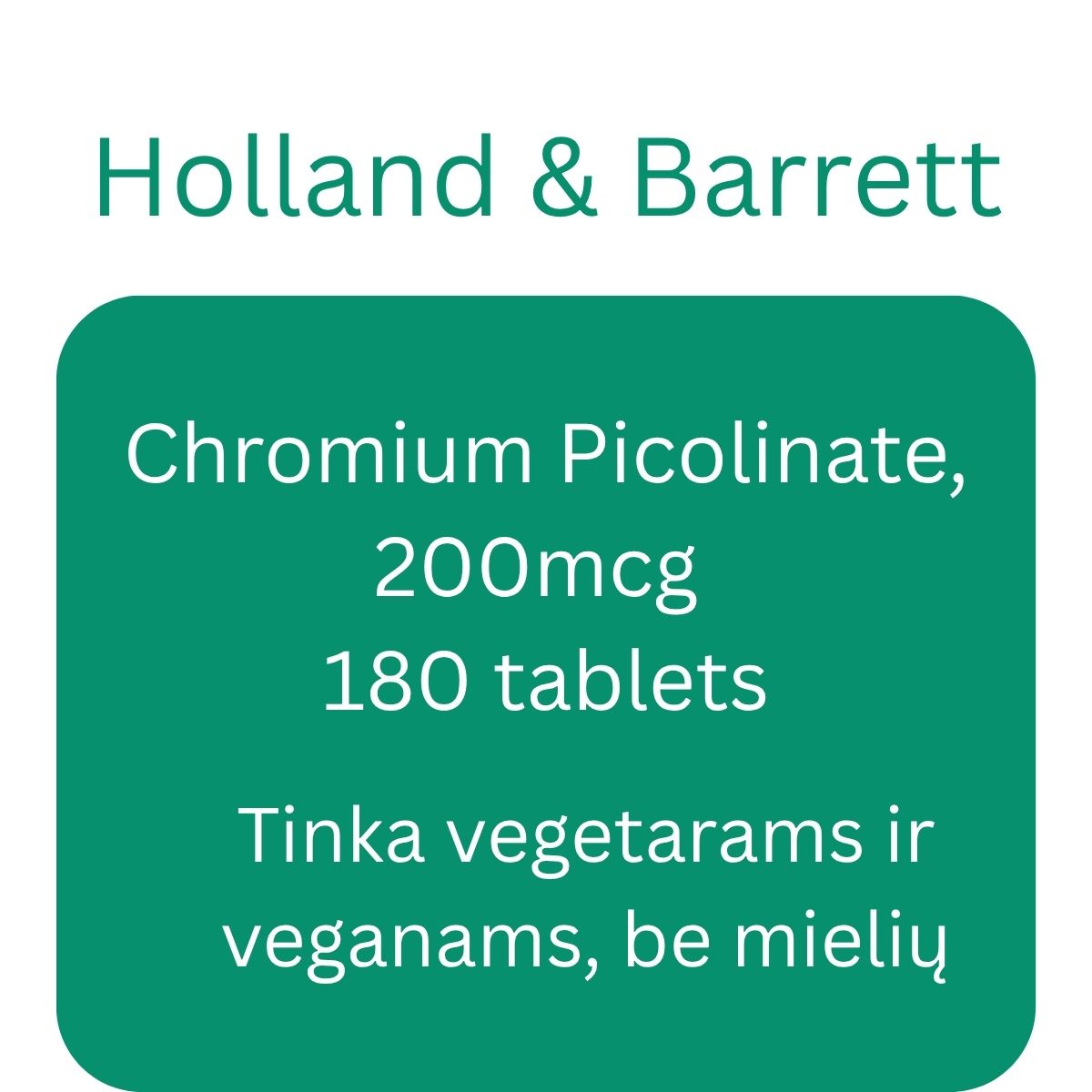 Chromium Picolinate, 200mcg - 180 tablets - Holland & Barrett