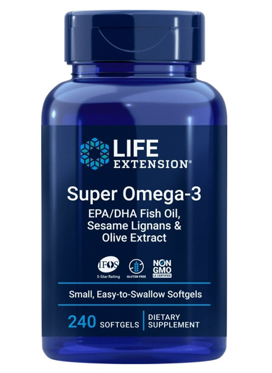 Super Omega-3 EPA/DHA with Sesame Lignans & Olive Extract - 240 softgels - Life Extension