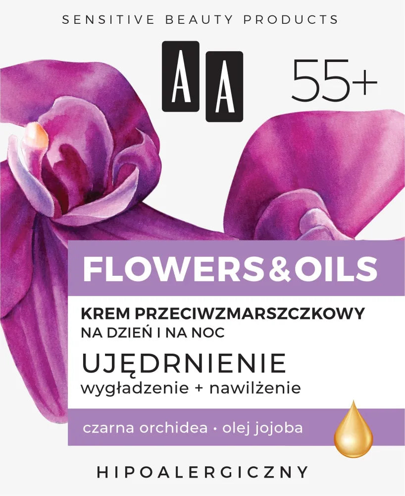 AA Flowers & Oils 55+ Kremas nuo raukšlių dienai ir nakčiai - stangrinantis 50ml - Kosmetika