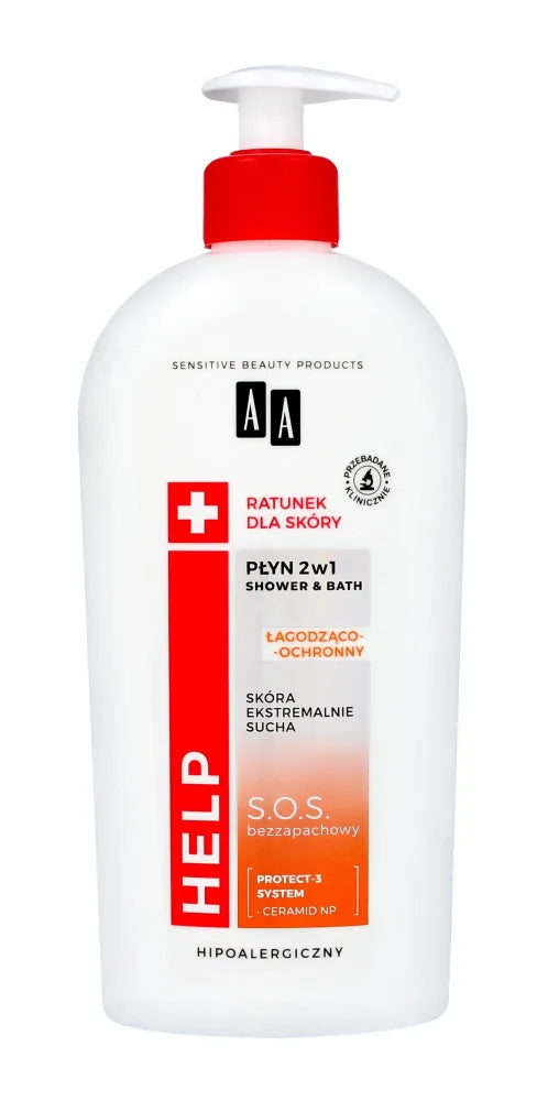 AA HELP Vonios ir dušo skystis 2in1 Raminantis-Apsauginis S.O.S. 400ml - Kosmetika